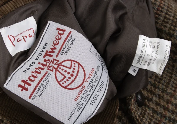 Papas Harris Tweed Corduroy Switching Check Jacket K-167365_020