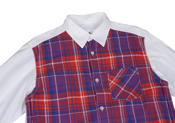 GANRYU Check Mesh Switching Long Sleeve Shirt K-167367_002