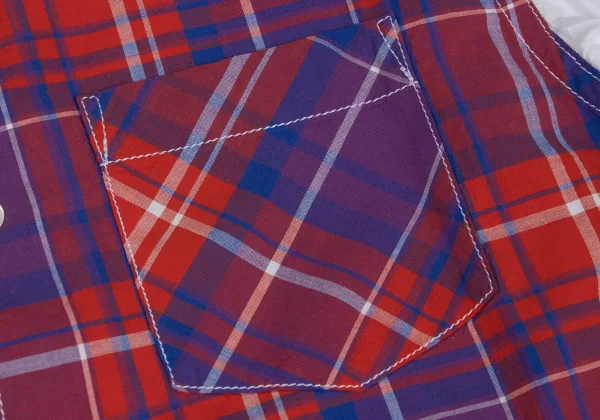 GANRYU Check Mesh Switching Long Sleeve Shirt K-167367_005