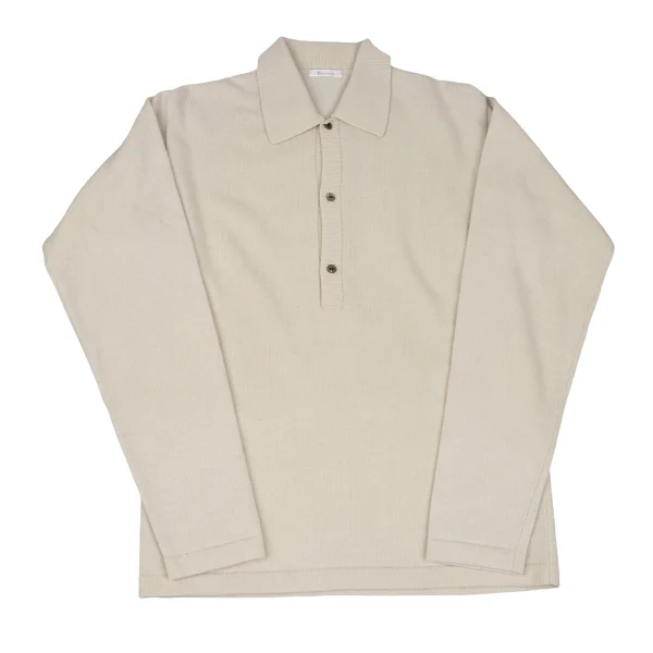 Y's for men Wool Polo Knit Sweater Cream S-M K-167368_001