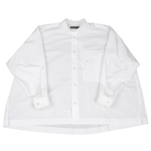 ISSEY MIYAKE MEN Poly Cotton Mao collar Oversized Shirt White 3 K-167370_001