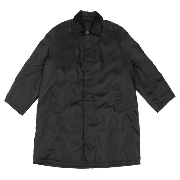 PRADA Unborn Calf Collar Nylon Balmacaan Coat Black L K-167372_001