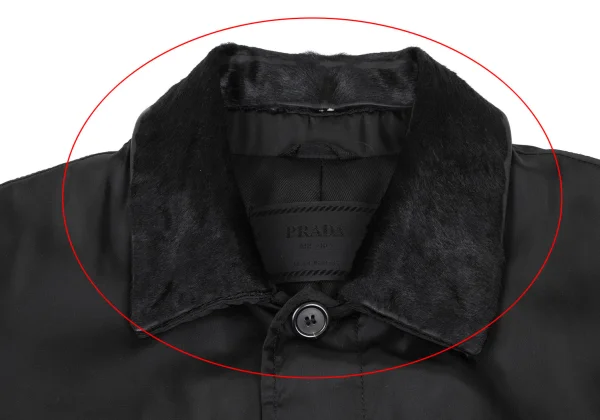 PRADA Unborn Calf Collar Nylon Balmacaan Coat K-167372_003