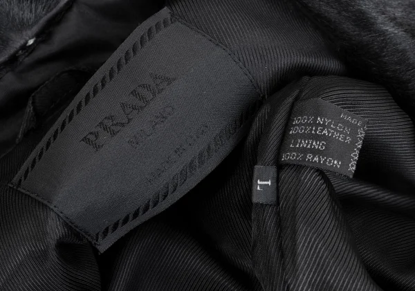PRADA Unborn Calf Collar Nylon Balmacaan Coat K-167372_017