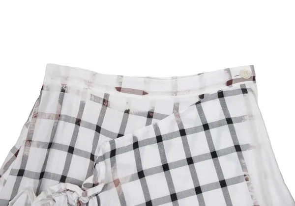 Y's Cotton Cupra Bleached Check Skirt K-167374_006
