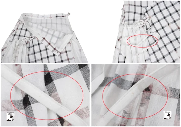 Y's Cotton Cupra Bleached Check Skirt K-167374_008