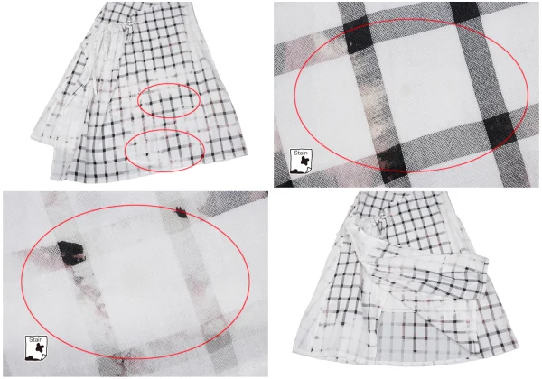 Y's Cotton Cupra Bleached Check Skirt K-167374_009