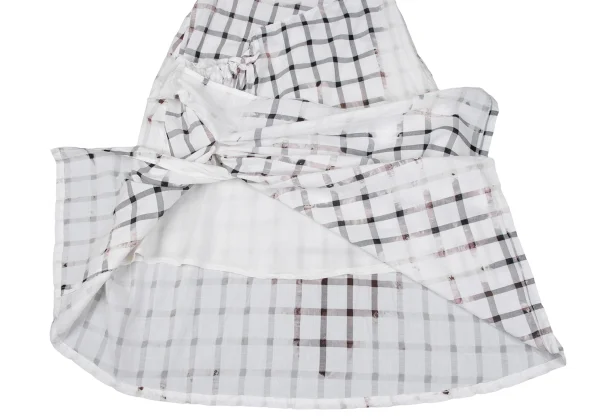 Y's Cotton Cupra Bleached Check Skirt K-167374_010