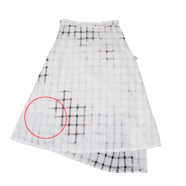 Y's Cotton Cupra Bleached Check Skirt K-167374_012