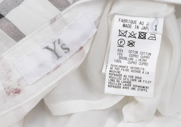 Y's Cotton Cupra Bleached Check Skirt K-167374_018