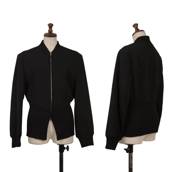 コムデギャルソンCOMME des GARCONS ウールリブデザイン中綿ブルゾン 黒M