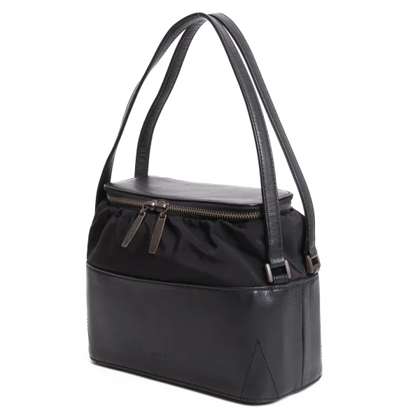 Jean Paul GAULTIER Leather Switching Double Strap Bag Black  K-167394_001
