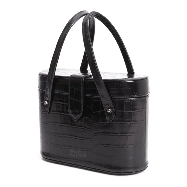 Jean Paul GAULTIER Crocodile Emboss Box Hand Bag Black  K-167395_001