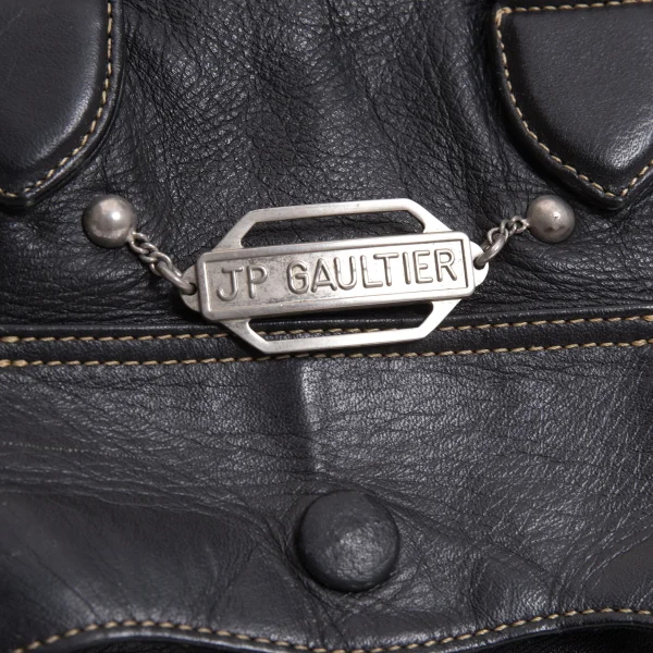 Jean Paul GAULTIER Metal Plate Leather Mini Hand Bag K-167396_003