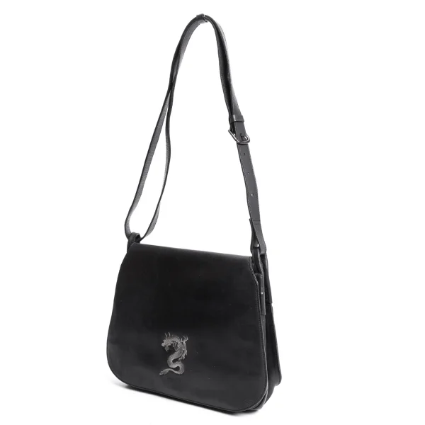 Jean Paul GAULTIER Dragon Emboss Flap Shoulder Bag Black  K-167397_001