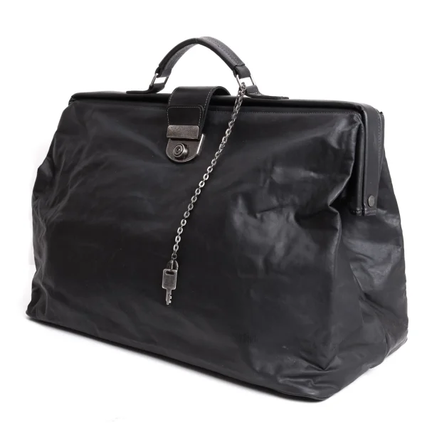 Jean Paul GAULTIER HOMME Kisslock Coating Boston Bag Black  K-167409_001
