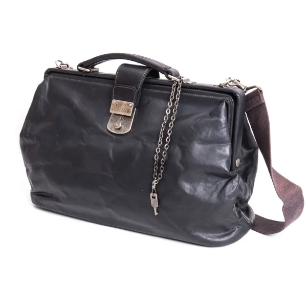Jean Paul GAULTIER HOMME Kisslock Coating Shoulder Bag Black  K-167410_001