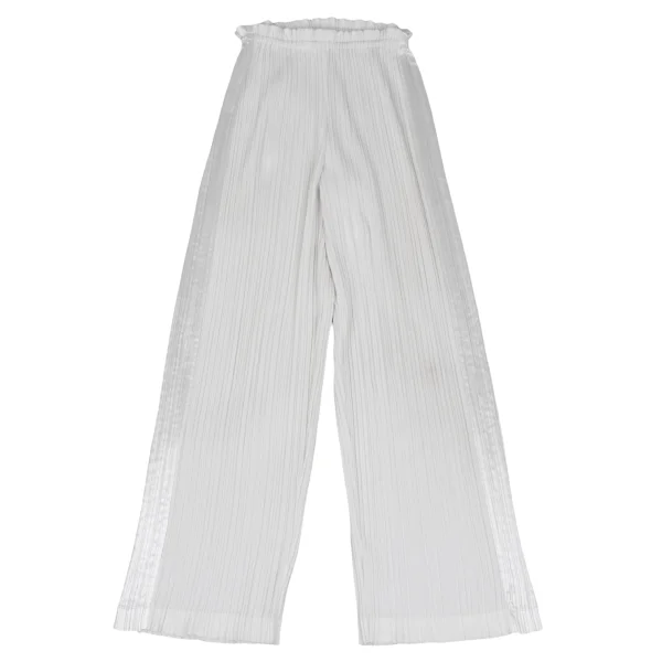ISSEY MIYAKE Side Shiny Switching Pleats Pants White L K-167414_001
