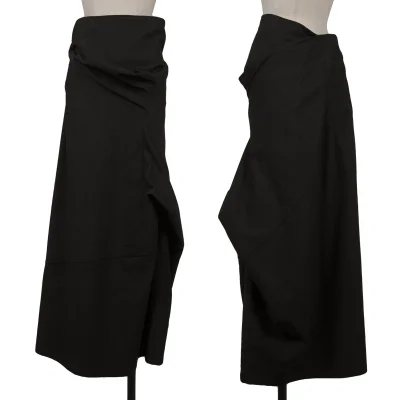Y's Asymmetry Tuck Cotton Skirt