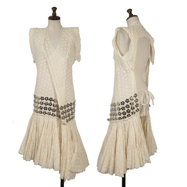 JUNYA WATANABE COMME des GARCONS Many Snap Button Design Lace Wrap Dress Ivory S K-167417_001