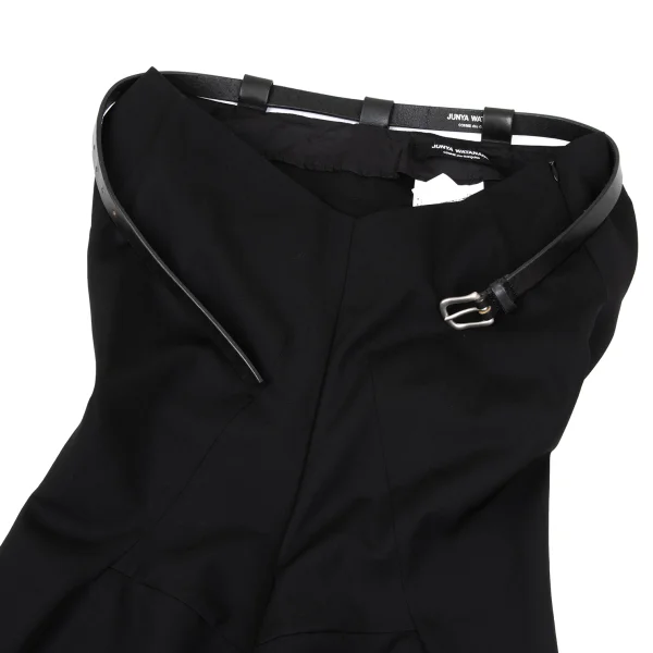 JUNYA WATANABE COMME des GARCONS Leather Belted Wool Gaba Skirt K-167424_003
