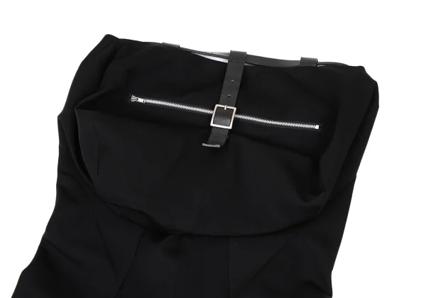 JUNYA WATANABE COMME des GARCONS Leather Belted Wool Gaba Skirt K-167424_010