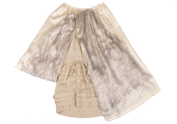 COMME des GARCONS Botanical Lace Print Silk Switching Skirt K-167425_002