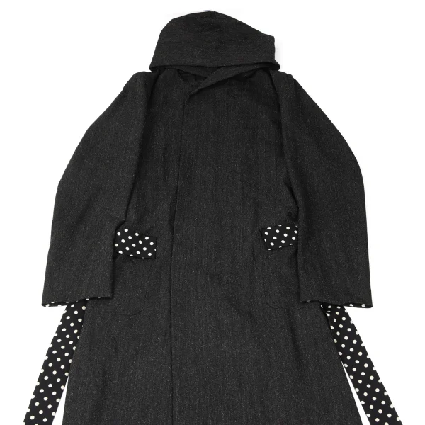 Yohji Yamamoto POUR HOMME Dot Lined Snap Button Double Hooded Coat K-167432_002