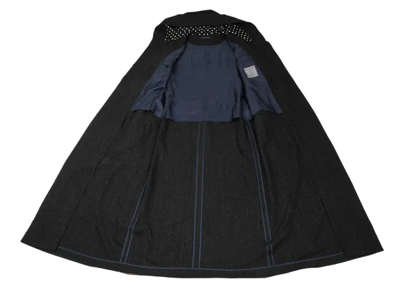 Yohji Yamamoto POUR HOMME Dot Lined Snap Button Double Hooded Coat K-167432_014