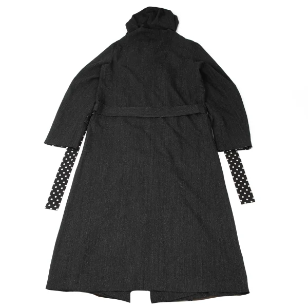 Yohji Yamamoto POUR HOMME Dot Lined Snap Button Double Hooded Coat K-167432_015