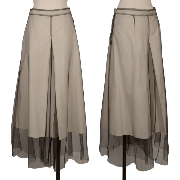 Maison Martin Margiela Mesh Layered Sheeting Wide Pants Black,Ivory 42 K-167435_001