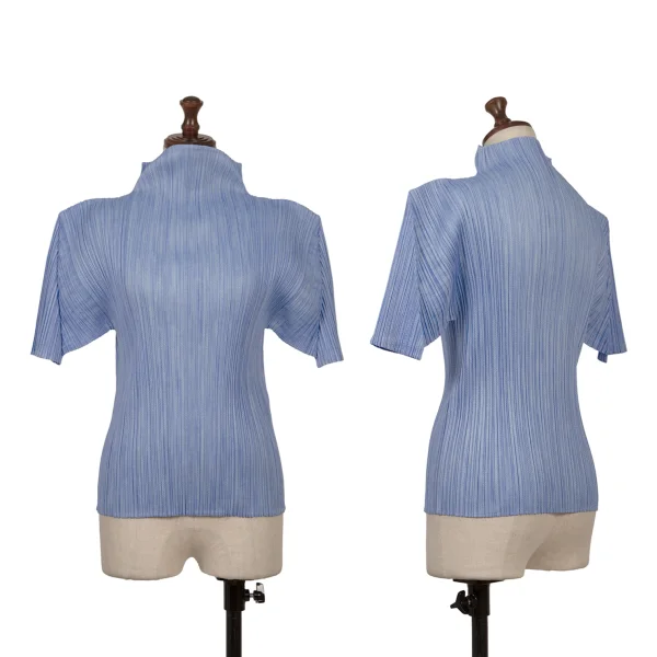 PLEATS PLEASE Pleats Fabric Print High-neck T-shirt Sky blue 3 K-167440_001