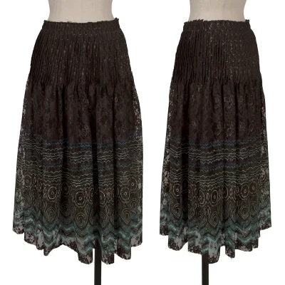 HIROKO KOSHINO Geometric Floral Lace Pleated Skirt