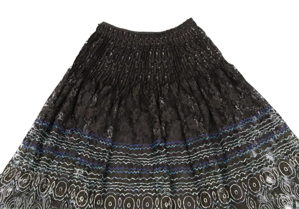 HIROKO KOSHINO Geometric Floral Lace Pleated Skirt K-167462_003