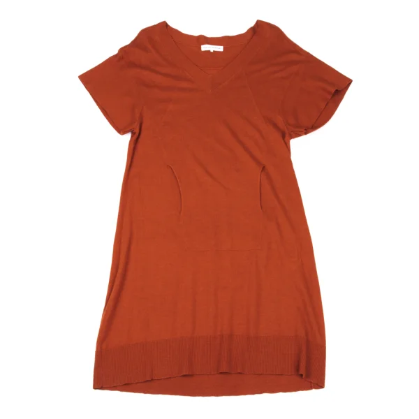 HIROKO KOSHINO Cashmere Blend V-neck Short Sleeve Knit Dress K-167463_002