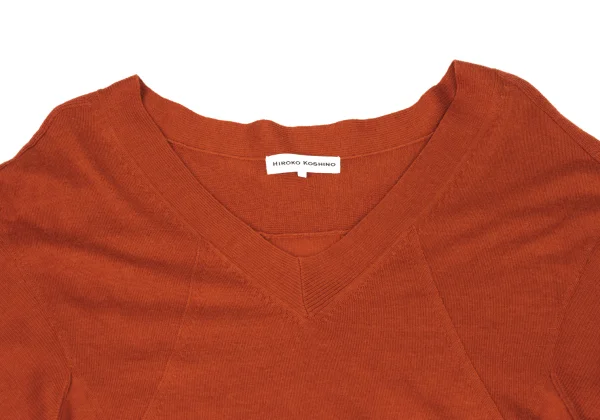 HIROKO KOSHINO Cashmere Blend V-neck Short Sleeve Knit Dress K-167463_004