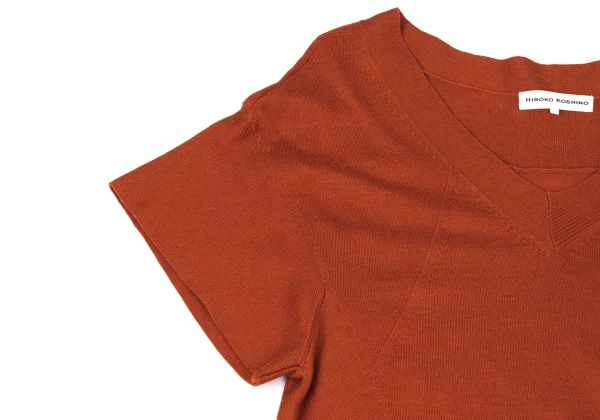 HIROKO KOSHINO Cashmere Blend V-neck Short Sleeve Knit Dress K-167463_005