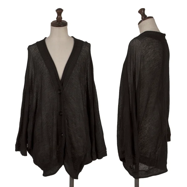 HIROKO BIS Shadow Dot Mesh Dolman Cardigan Black S-M K-167464_001