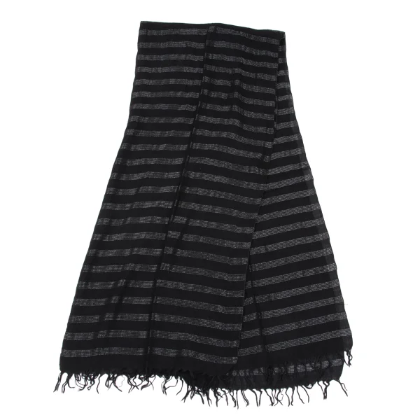 HIROKO KOSHINO Wool Glitter Striped Fringe Stole K-167468_004
