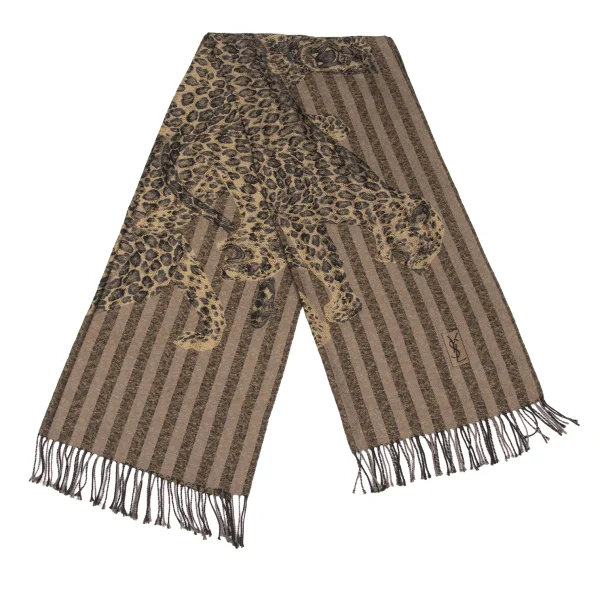 Yves Saint Laurent Silk Wool Animal Jacquard Stole K-167470_002