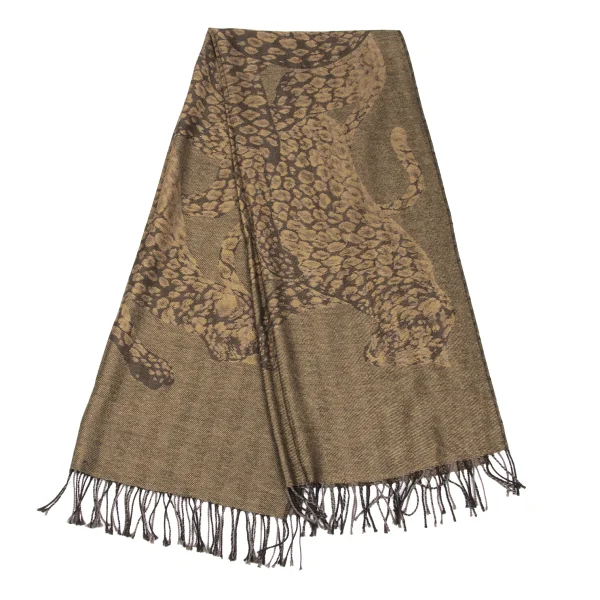 Yves Saint Laurent Silk Wool Animal Jacquard Stole K-167470_005