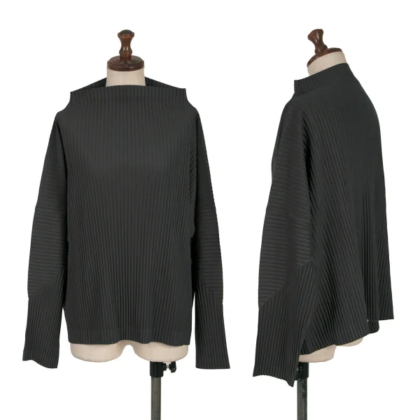 ISSEY MIYAKE me Bottle Neck Pleats T Shirt Charcoal F K-167477_001