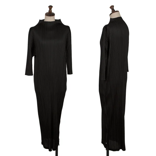 PLEATS PLEASE Bottle Neck Side Zip Dress Black 4 K-167487_001