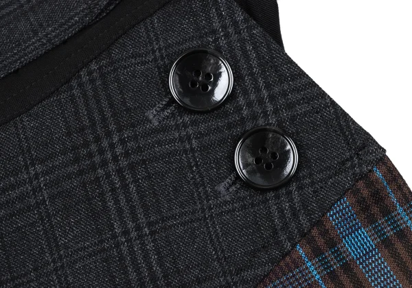 LANVIN en Bleu Checker Draped Wrap Skirt K-167512_007