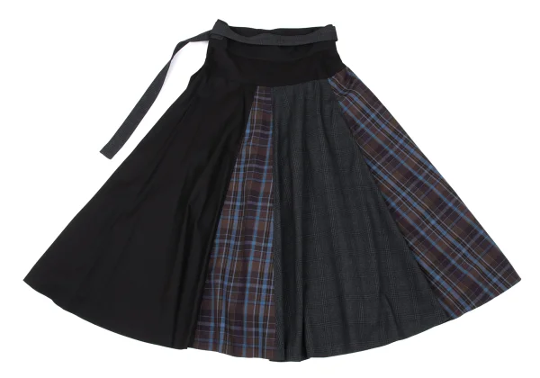 LANVIN en Bleu Checker Draped Wrap Skirt K-167512_011