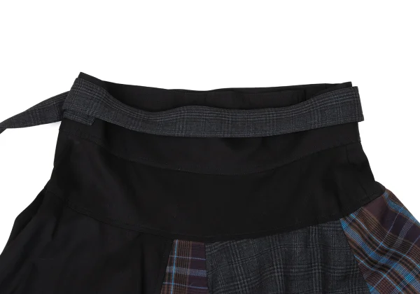 LANVIN en Bleu Checker Draped Wrap Skirt K-167512_012