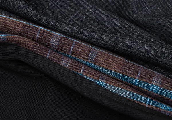 LANVIN en Bleu Checker Draped Wrap Skirt K-167512_014