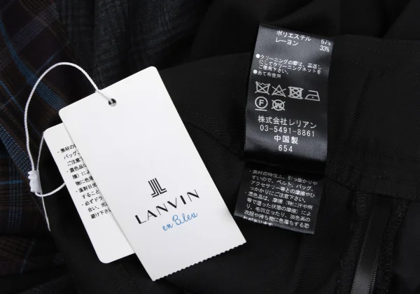 LANVIN en Bleu Checker Draped Wrap Skirt K-167512_016