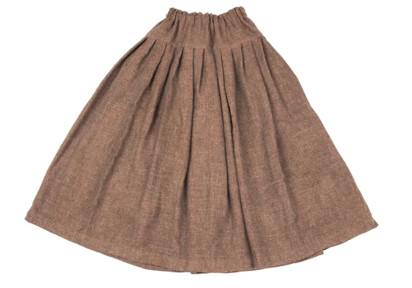 ISSEY MIYAKE Linen Blended Poly Wool Tuck Skirt K-167519_002