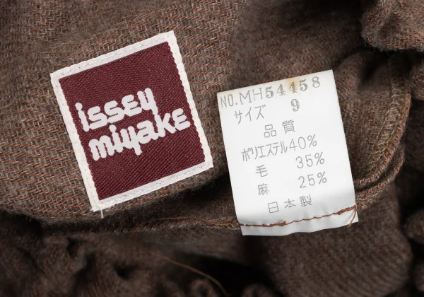 ISSEY MIYAKE Linen Blended Poly Wool Tuck Skirt K-167519_015